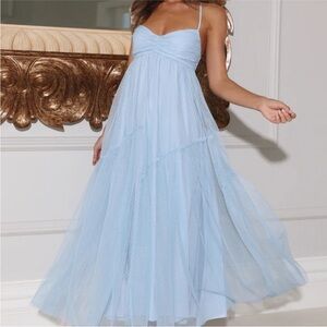 FEATURE ME TULLE MIDI DRESS BLUE